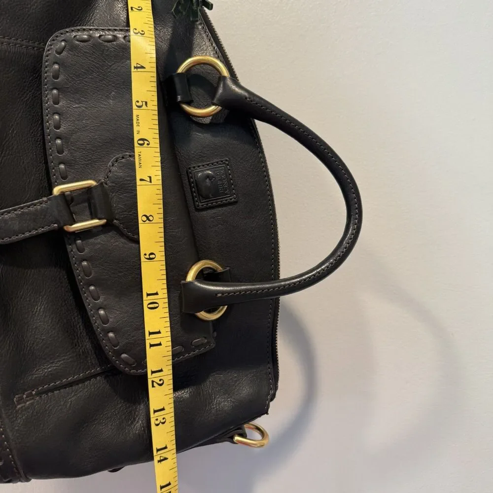Dooney & Bourke Florentine Satchel Front Pocket Black Leather Handbag Purse